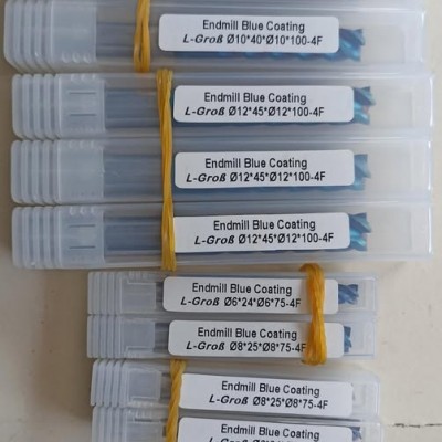 Endmill Blue Coating Diameter 6 - 8 - 10 - 12 Merk L-Grob