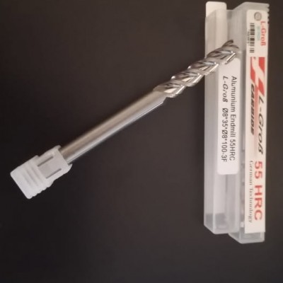 Endmill For Aluminium Diameter 8mm Long 100mm 3 flute merk L-grob