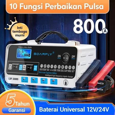 800A Car Battery Charger Aki Otomatis Smart Intelligent Auto Repair Mobil Pengisi daya Charger Otomatis Aki Mobil Motor Kapal