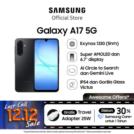 Samsung Galaxy A17 5G 8/256GB Exynos 1330 6,7 Inchi - Black Samsung Official Store