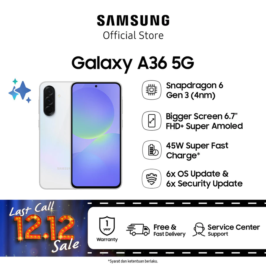 Samsung Galaxy A36 5G 8/256GB Awesome Black White 6,7 inch Snapdragon 6 Gen3 Samsung Official Store