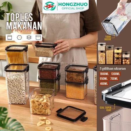 Hongzhuo Toples Kotak Snack Kedap Udara Penyimpanan Bening Cereal Kontainer Makanan Food Storage Jar Container