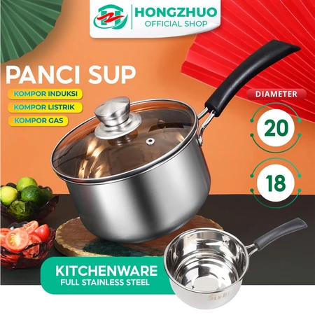 Hongzhuo Panci Kuah Panci Mpasi Anti Lengket Stainless Dengan Gagang 18/20CM