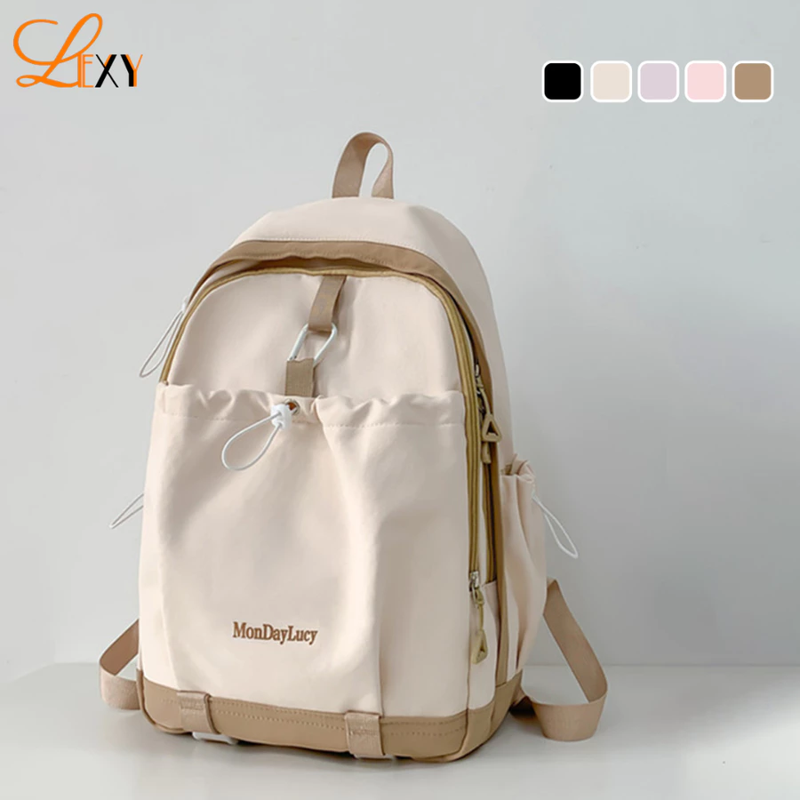 LEXY Tas Sekolah Korean Style Tas Ransel Kuliah Wanita Waterproof Tas Ransel Laptop 14 inch Backpack Lexy Official Store