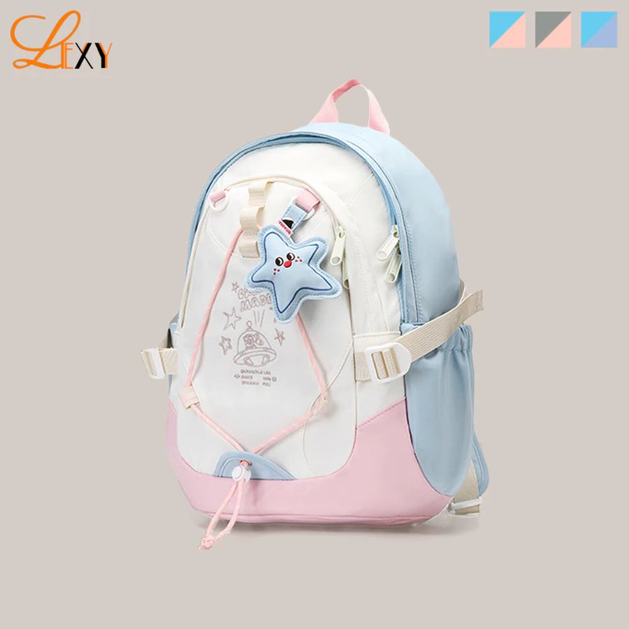 LEXY Ransel Wanita Tas Sekolah Backpack Fashion Korea Waterproof Tas Punggung SMP/SMA Premium Lexy Official Store