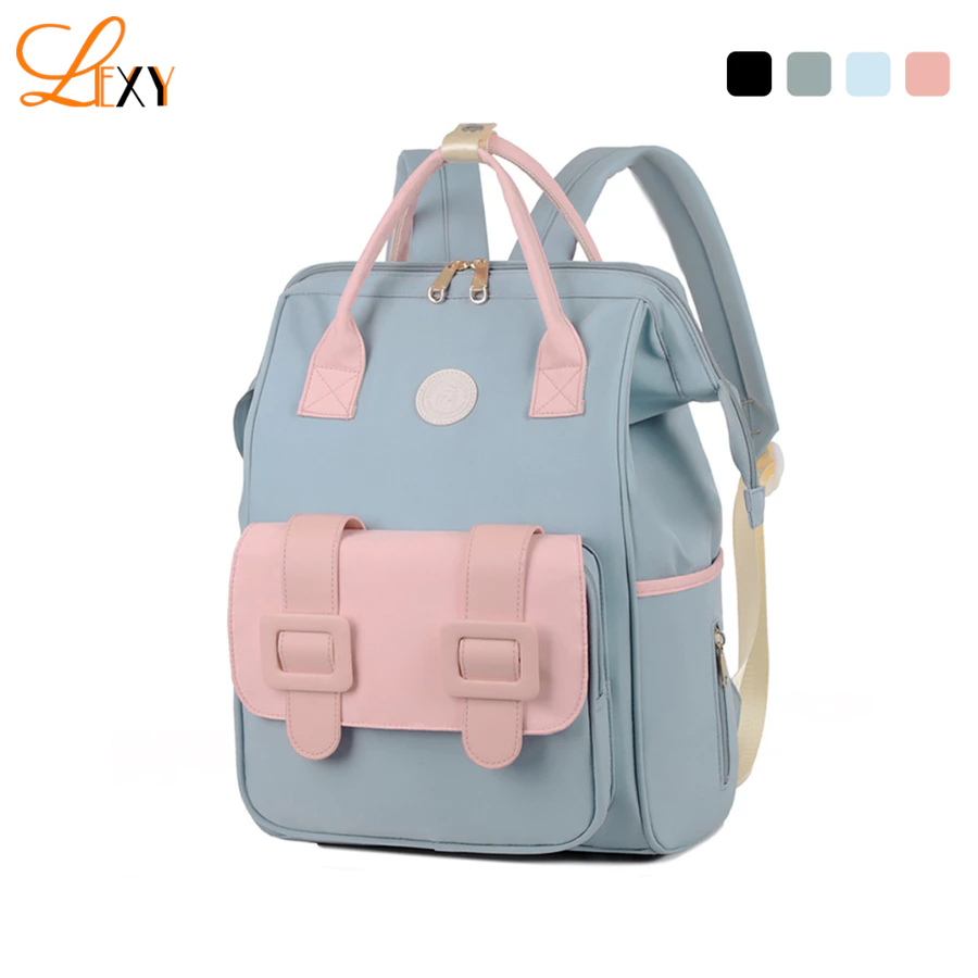 LEXY Ransel Wanita Korean Style Backpack Tas Sekolah Tahan Air Kapasitas Besar Tas Ransel Kerja Lexy Official Store
