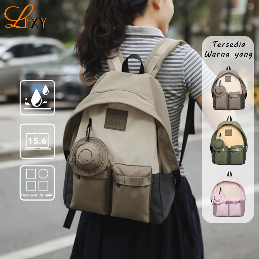 LEXY Tas Sekolah Korean Style Anak Perempuan SMP/SMA Ransel Wanita Waterproof Simple Backpack Lexy Official Store