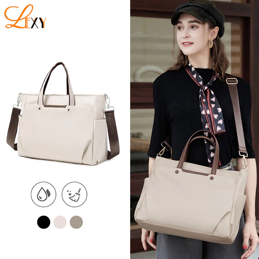 LEXY Tas Laptop 14 15 16 inch Bahu Selempang Nilon Anti-Air Wanita Tas Kantor Wanita Elegan OL Lexy Official Store