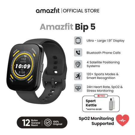 Amazfit Official Bip 5 46mm Smartwatch 1.91”LCD Display GPS Smart Watch 120+ Sport Mode Amazfit Official Store