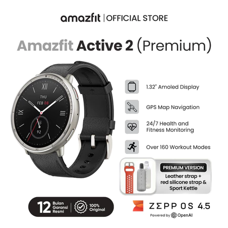 Amazfit Active 2 Premium Smart Watch 44mm |1.32 Sapphire Glass Screen Display | GPS | Map guide |160+ Sport functiontion Amazfit Official Store