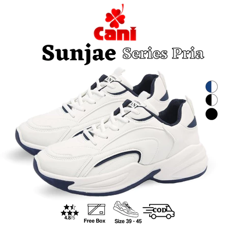 Cani Sepatu Sneakers Pria Kasual Sunjae Fashion Shoes Trendy 8134 "Free Box" (Size 39 - 45)
