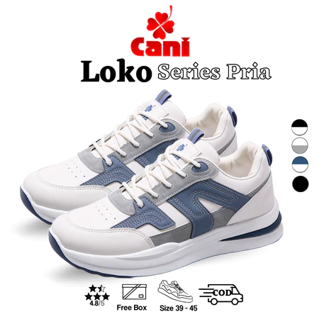 Cani Sepatu Pria Sneakers Sport Trendy Kasual Fashion Loko 8109 "Free Box" (Size 39 - 45)