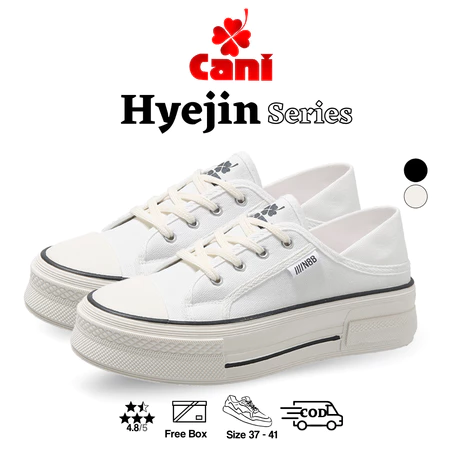 Cani Sepatu Wanita Kanvas Hyejin Bertali Sol Karet Korea 9178 "Free Box" (Size 36 - 41)