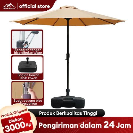 WTHB Outdoor Tenda Payung Payung Jualan 270CM Pantai Outdoor Umbrella UV Perlindungan Kain