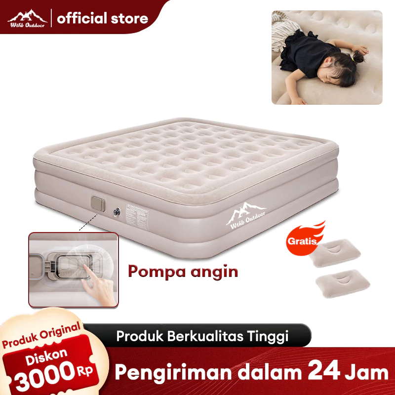 WTHB Outdoor Kasur Angin Pompa Otomatis Tempat Tidur Camping Termasuk Pompa Udara Otomatis