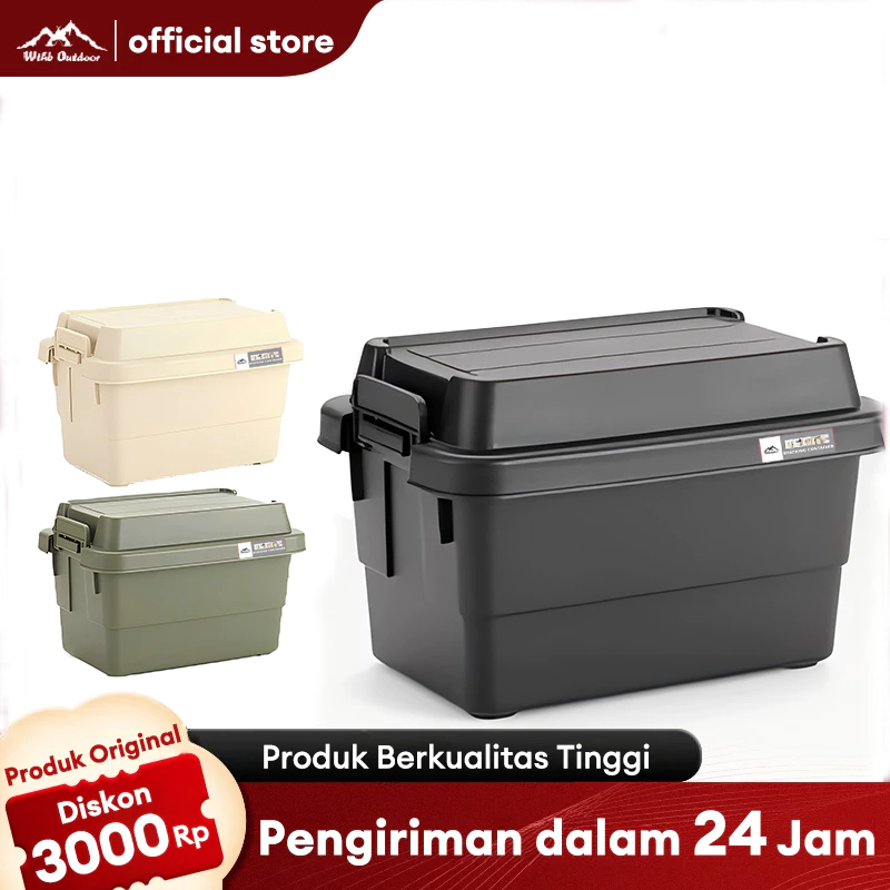 WTHB Outdoor Storage Box Kotak Penyimpanan Multifungsi Outdoor Untuk Piknik, Kemah, Camping & Travel, Kapasitas Jumbo 70L