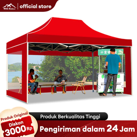 Tenda Pedagang Tenda Jualan Lipat 2x2 3x3 Tenda Bazar Tenda Pameran Dagang Outdoor Tenda Gazebo 1300D WTHB Outdoor Official Store