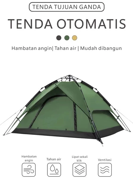 WTHB Outdoor Tenda Kemah Camping Nyaman 3-4 Orang Otomatis Tenda Lipat Portable Tenda Gunung Waterproof