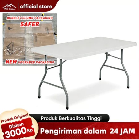 WTHB Outdoor Meja lipat portable1.2/1.5/1.8M Meja Jualan Outdoor/Indoor Plastik Kuat & Ringan Serbaguna