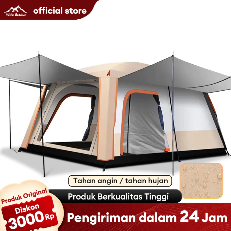 WTHB Outdoor Tenda camping kemah outdoor 8-12 orang Tenda waterproof and windproof Tenda Pertemuan Keluarga Tenda Besar