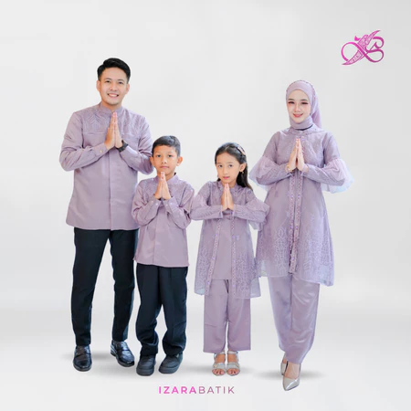 IZARABATIK - Family Set Lalita Taro Raya Collection Baju Couple Sarimbit Lebaran Keluarga Muslim Gamis Koko