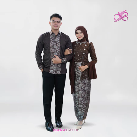 IZARABATIK - Kutubaru Rastri Mahogany Set Kebaya Batik Modern Couple Wisuda Lamaran Full Payet Tunangan Kondangan Bridesmaid