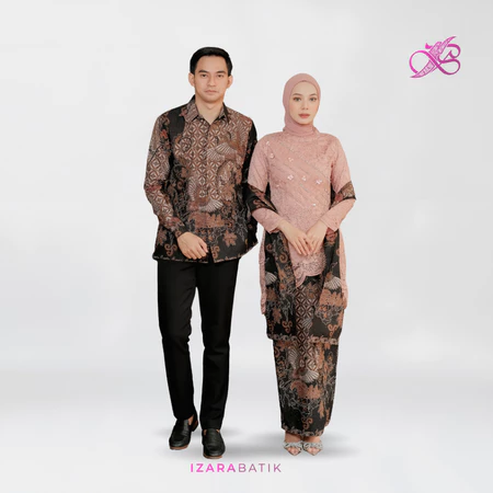 IZARABATIK - Ivana Dustypink Set Kebaya Batik Modern Couple Wisuda Lamaran Full Payet Tunangan Kondangan Bridesmaid