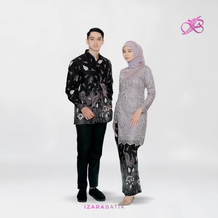 IZARABATIK - Esthie Taro Set Kebaya Batik Modern Couple Wisuda Lamaran Full Payet Tunangan Kondangan Bridesmaid