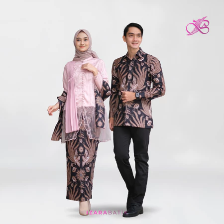 IZARABATIK - Putri Cream Set Kebaya Batik Modern Couple Wisuda Lamaran Tunangan Kondangan Bridesmaid