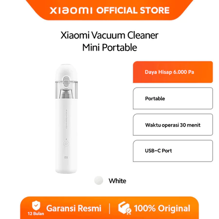 Xiaomi Vacuum Cleaner Mini Portable | Wireless | Daya Hisap Kuat 6000Pa | Serbaguna | Ukuran Ringkas Xiaomi Official Store