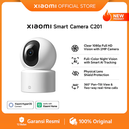 Xiaomi Smart Camera C201 / C200 | 1080p Full HD Kamera 2MP | Full-Color Night Vision dengan Smart AI Tracking | Pelindung Lensa Fisik Xiaomi Official Store