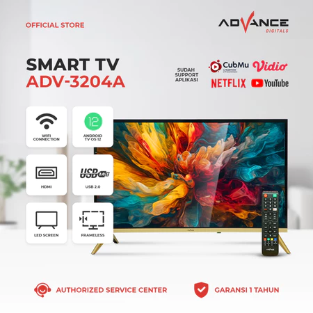 Advance Televisi 32 inch Smart Android LED TV - Android 12.0 ADV-3204A Garansi Resmi 1 Tahun Advance Official Store