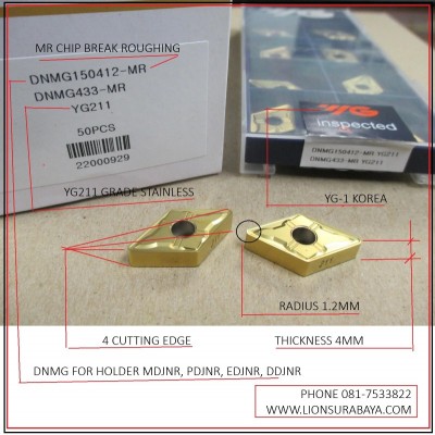 Jual insert bubut DNMG150412-MR YG211 Merk YG-1