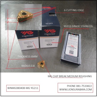 Jual insert bubut WNMG080408-MG YG211 Merk YG-1
