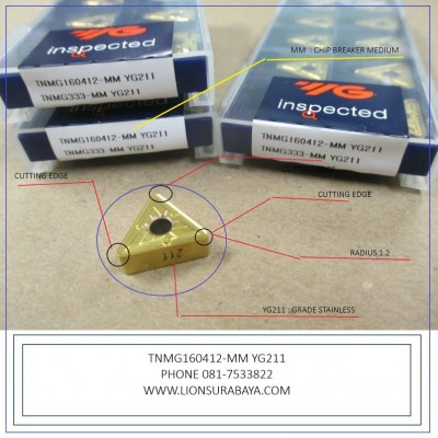 Jual insert bubut TNMG160412-MM YG211 Merk YG-1 Korea