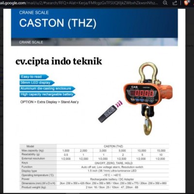 TIMBANGAN GANTUNG 20 TON CASTON THZ MERK CAS