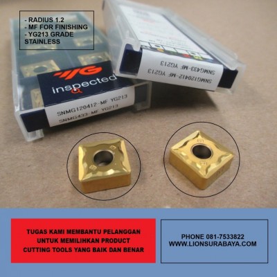 Jual insert bubut SNMG120412-MF YG213 Merk YG-1
