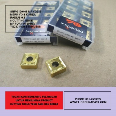 Jual insert bubut SNMG120408-MF YG213 Merk YG-1