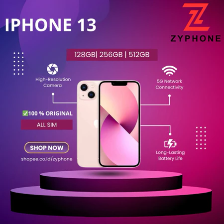 iPhone 13 64GB/128GB/256GB Second Ori Mulus Fullset Bergaransi Cocok Buat Tiktok Shopee Video Live Streaming Zyphone Iphone Store