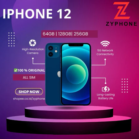iPhone 12 64GB/128GB/256GB BEKAS SECOND ORIGINAL 100% | MULUS NORMAL FULSET Kondisi Perfect Bergaransi Cocok Tiktok Shopee Live Streaming Zyphone Iphone Store