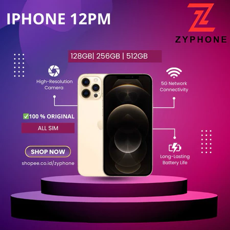 iPHONE 12 Pro Max 256GB 128GB SECOND ORIGINAL FULLSET MULUS Bergaransi Cocok Buat Tiktok Shopee Video Live Streaming Zyphone Iphone Store