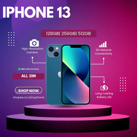 iPHONE 13 128GB 256GB 512GB Second BEKAS ORIGINAL 100% MULUS 13 NORMAL FULLSET Bergaransi Cocok Buat Tiktok Shopee Video Live Streaming Zyphone Iphone Store