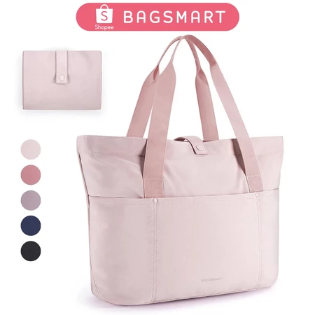 BAGSMART Tas Wanita Tote Bag Foldable Tote Bag With Zipper Large Shoulder Bag Handbag for Travel Bagsmart Official Store