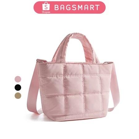 BAGSMART Tas Wanita Mini Tote Quilted Ringan Bisa Selempang Tahan Air untuk Kerja Sehari-hari Bagsmart Official Store