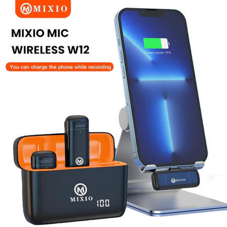 MIXIO W12 Wireless Dual Lavalier Microphone Plug & Play Mic Charging Mixio Official Store