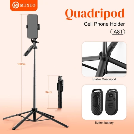 MIXIO A61 Tongsis Bluetooth / Tripod Stabilizer Gimbal Selfie Stick - 80cm/160cm Mixio Official Store