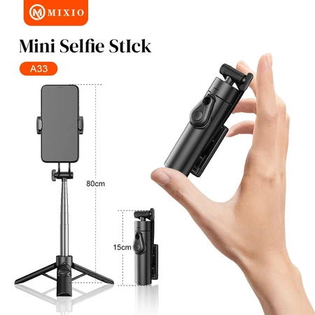 MIXIO A33 80CM Tongsis Bluetooth Selfie Stick Tripod Super Mini for Smartphone Mixio Official Store