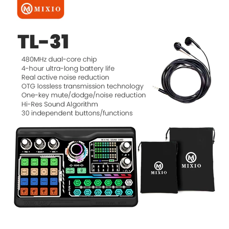 MIXIO TL-31 Premium Soundcard Audio USB External Mic Mixer Bluetooth Mixio Official Store