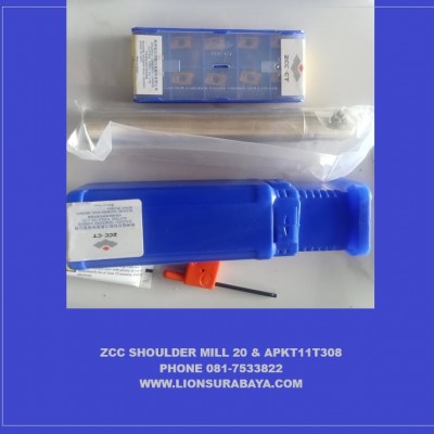 Jual paket shoulder mill 20mm include insert APKT11T308 merk ZCCCT