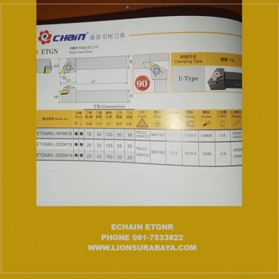 Jual Holder Bubut Luar ETGNR ( TNMG1604 ) Merk Echain